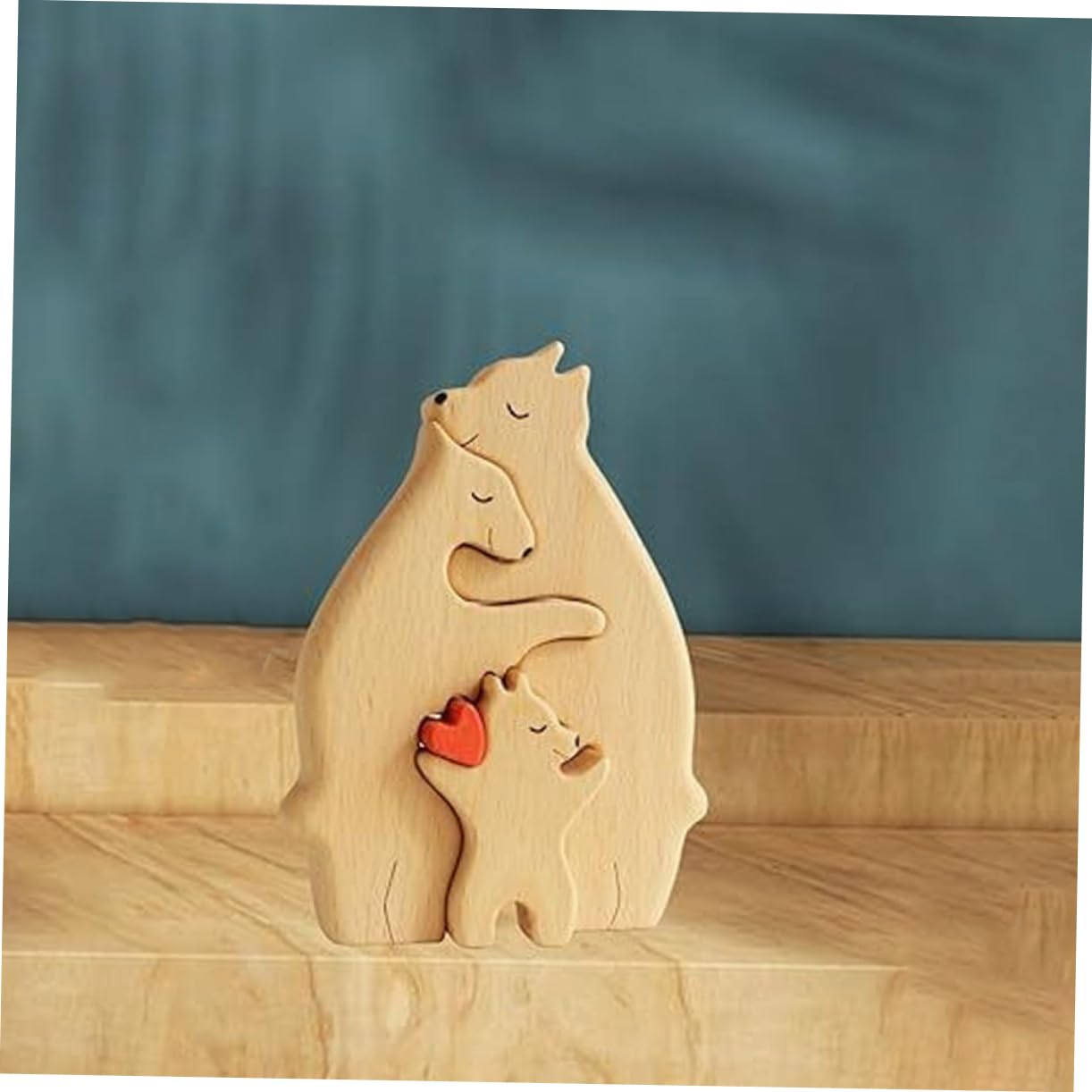 Amazon.co.jp: HAWILLOSCH 木製クマの置物 木製のクマのパズル 母子